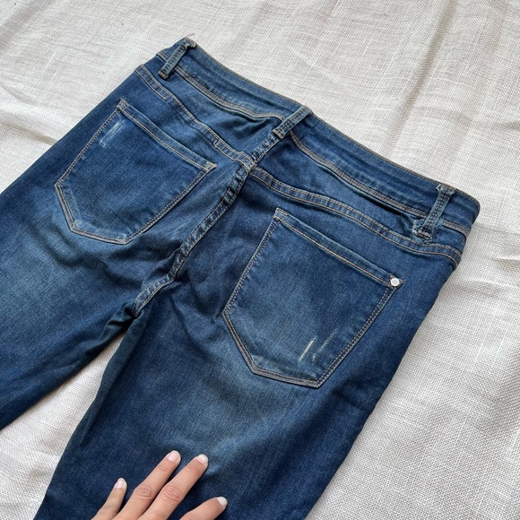 Dark Blue Super Skinny Ripped Jeans - Picture 7 of 11